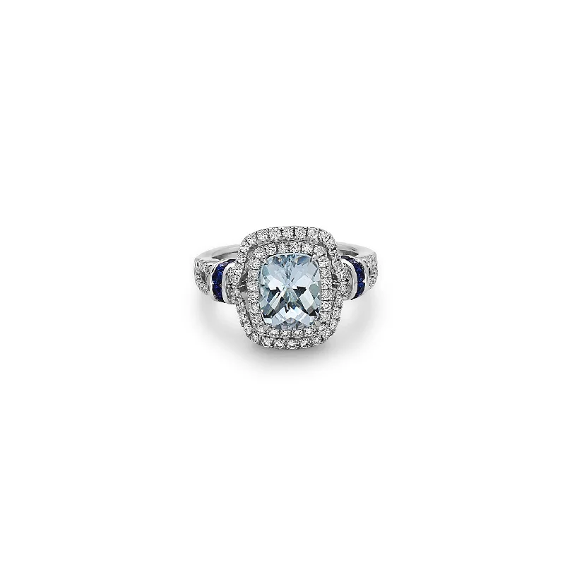 women’s birthstone stack rings-Pastel Diamond Cushion Ring