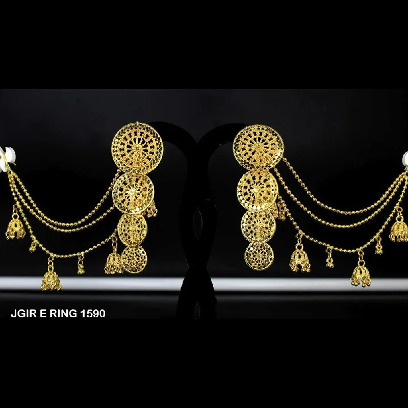 women’s holiday earrings-Mahavir Forming Gold Plated Jhumki Earrings  - JGIR E RING 1590