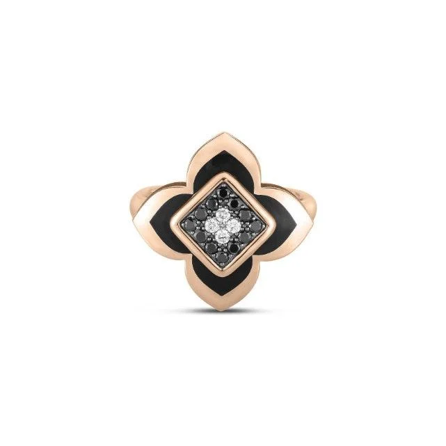 women’s classic rings-Roberto Coin 18K Rose .19cttw Black Diamond Palazzo Ducale Ring