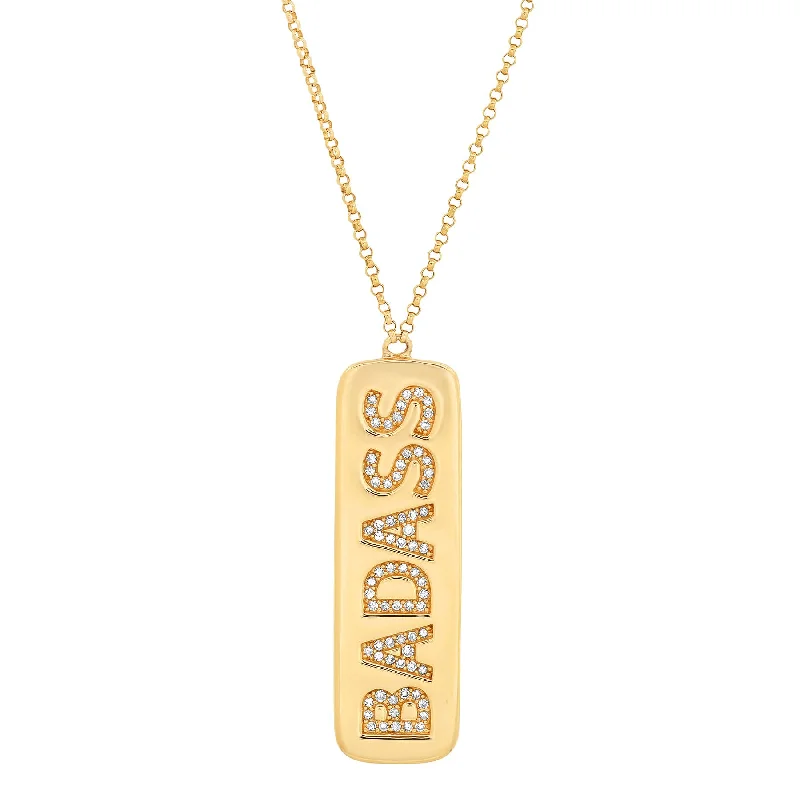 women’s fine jewelry necklaces-BADASS TAG NECKLACE