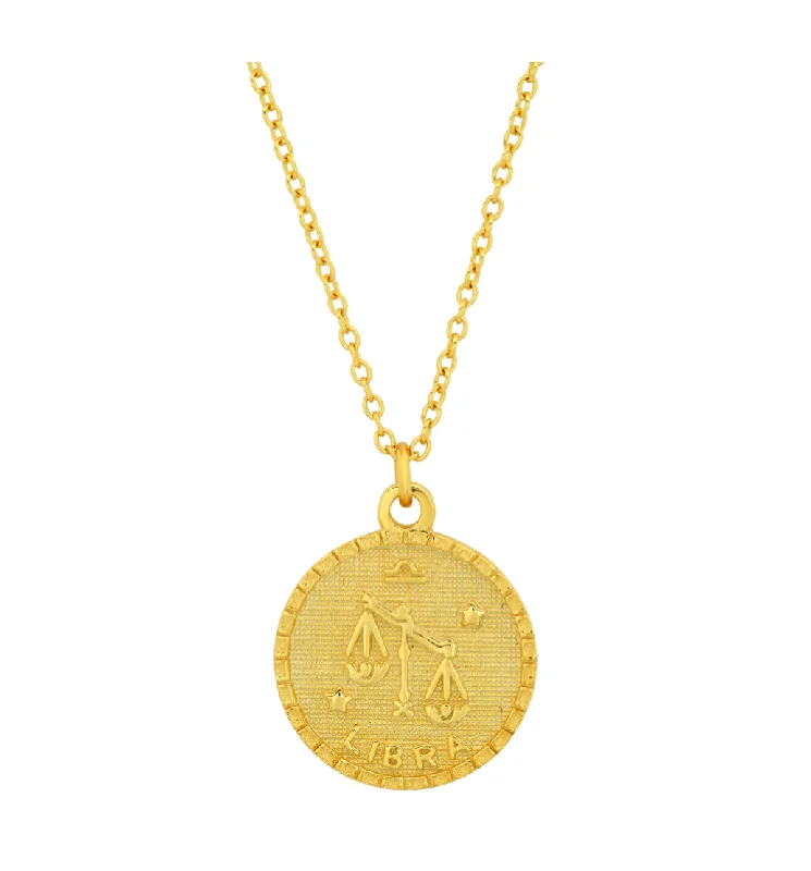 women’s luxury pendant necklaces-LIBRA ZODIAC MEDALLION NECKLACE, GOLD