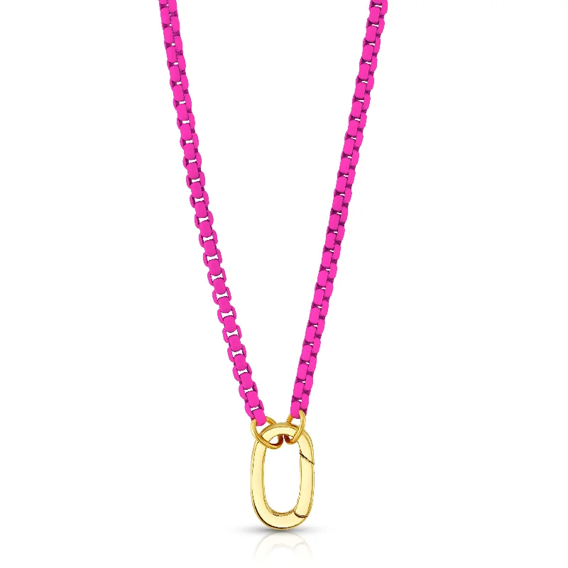 women’s trendy fashion necklaces-NEON PINK ENAMEL CONNECTOR NECKLACE