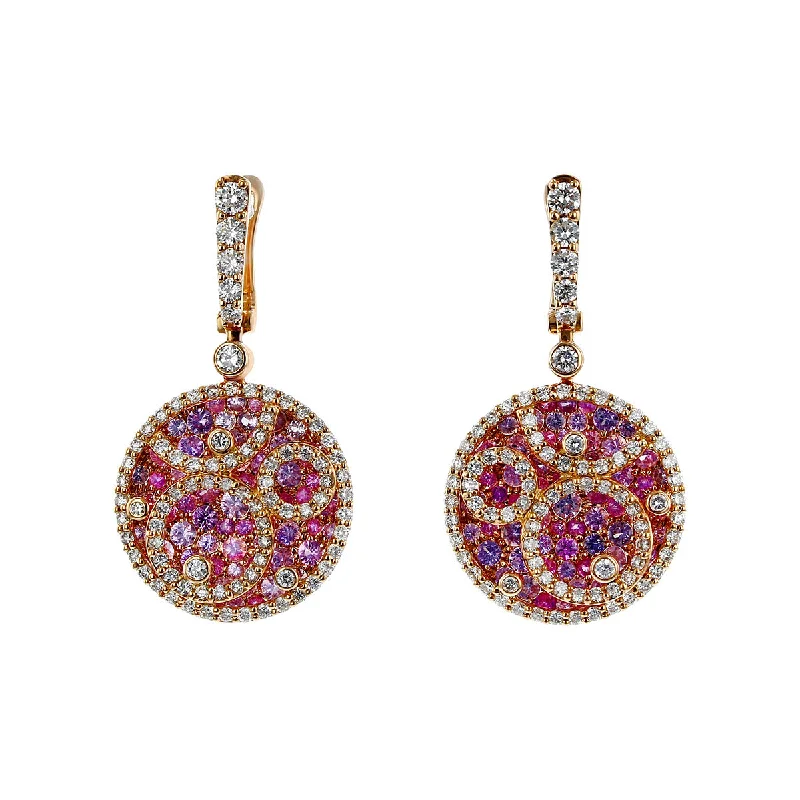 women’s sun earrings-Salavetti Multi-color Sapphire and Diamond Drop Earrings