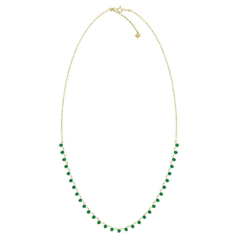 women’s long necklaces-18K Yellow Gold Emerald Necklace