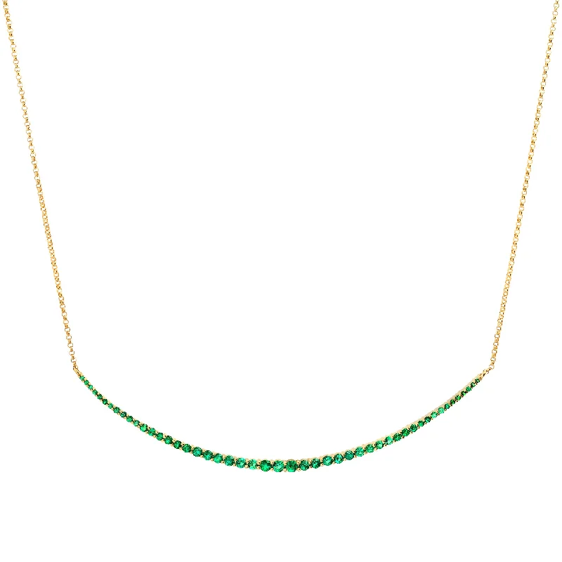 women’s fine jewelry necklaces-CURVE EMERALD NECKLACE, 14KT GOLD