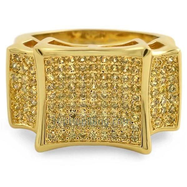 women’s luxury rings-Lemonade Kite CZ Mens Bling Bling Ring