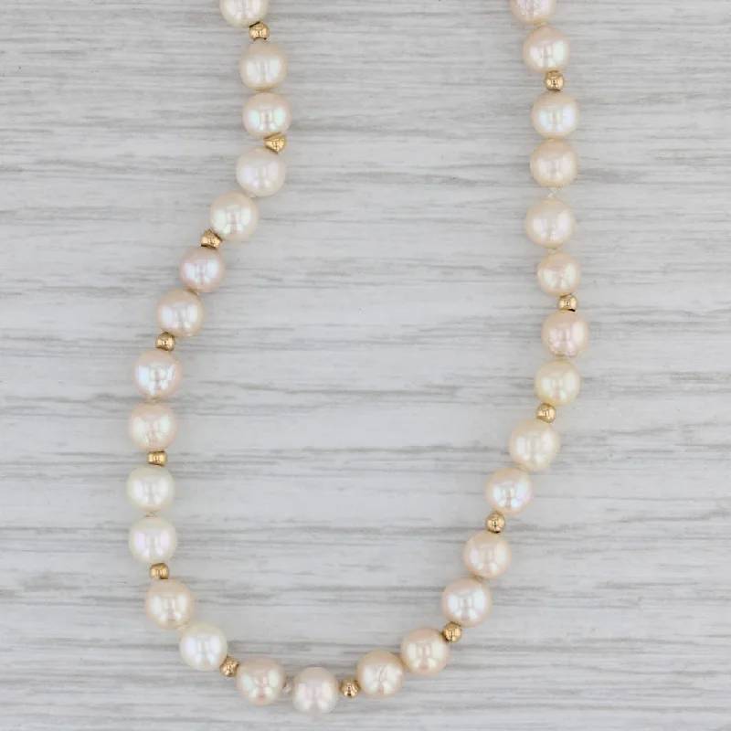 women’s matching pearl necklaces-Cultured Pearl Single Bead Strand Necklace 14k Yellow Gold 15.25"