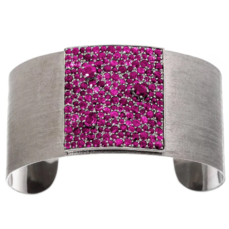 women’s classic bangles-Stardust Cuff Silver Ruby