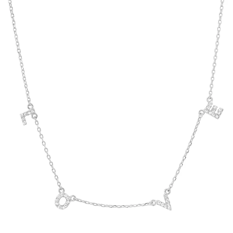 women’s gold plated necklaces-LOVE NECKLACE, SILVER