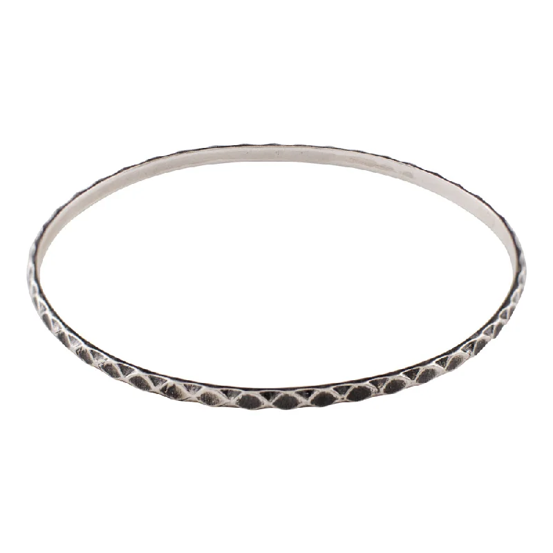 women’s classic bangles-Tooled Sterling Bangle - Diamond Pattern