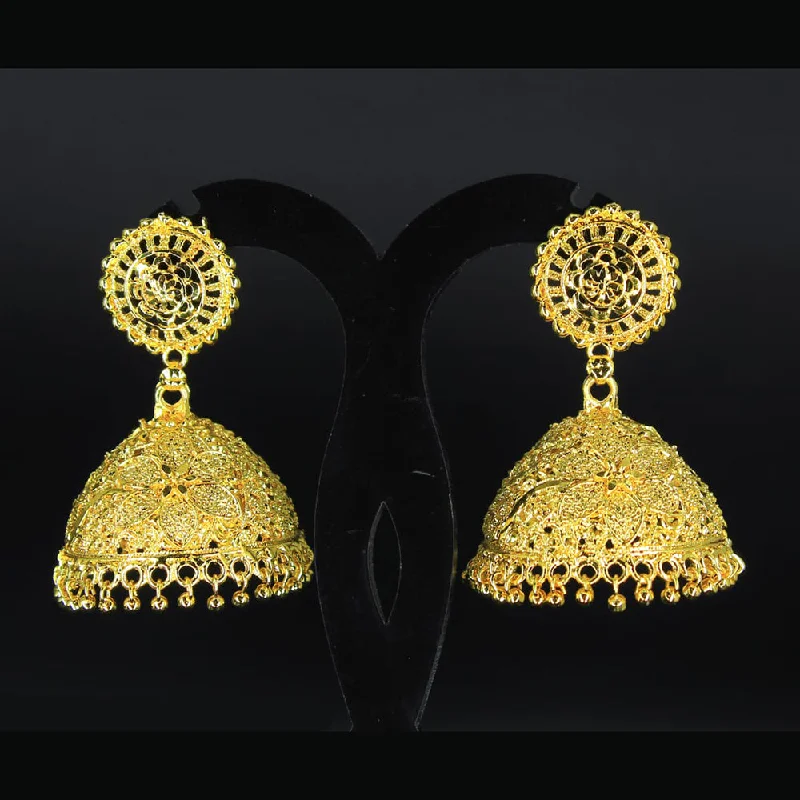 women’s sparkling earrings-Mahavir Forming Gold Plated Jhumki Earrings - GI JUMKHI 659