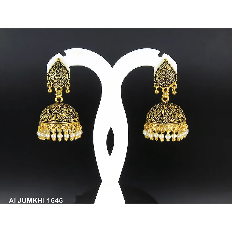 women’s silver hoop earrings-Mahavir Gold Plated Pearl Jhumki Earrings -AI Jumkhi 1645