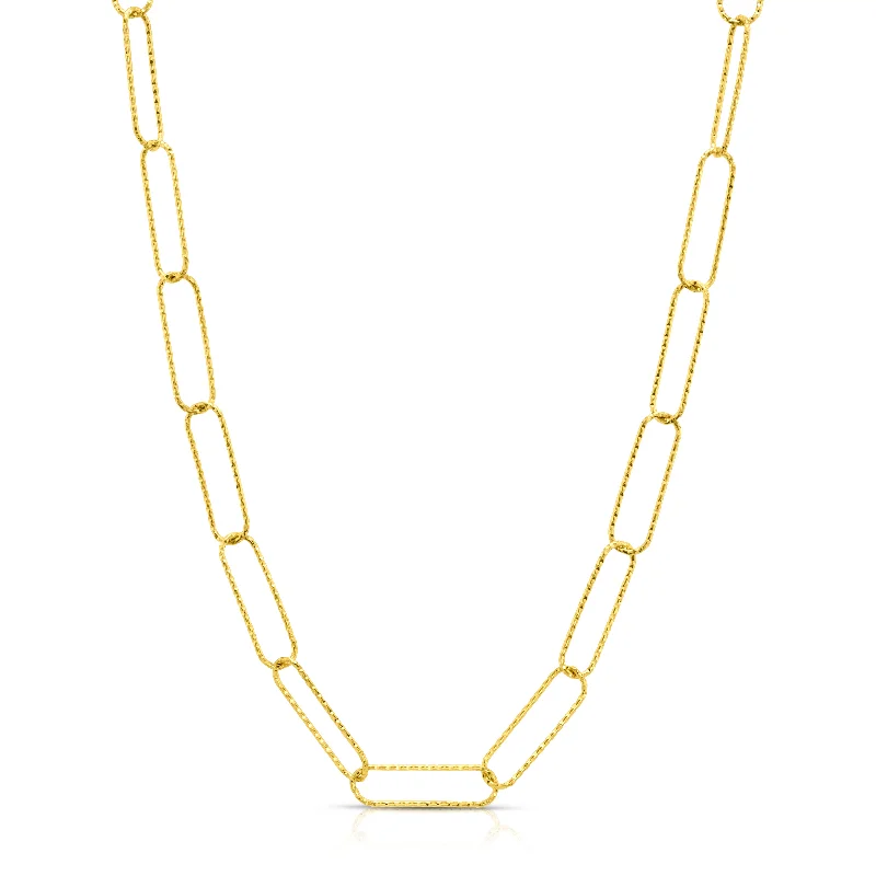 women’s silver choker necklaces-HAMMERED OVAL LINK NECKLACE, GOLD