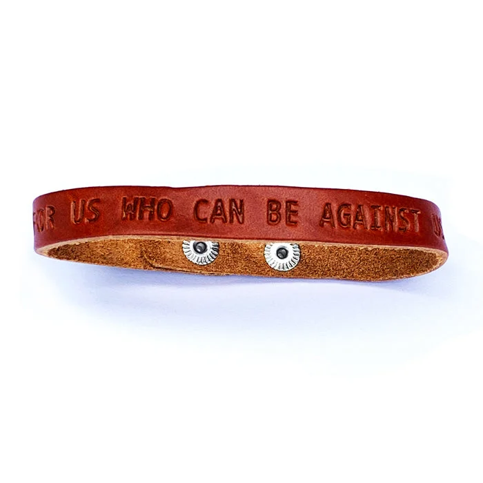 women’s fancy bracelets-Romans 8:31 God Is For Us Small Leather Bracelet