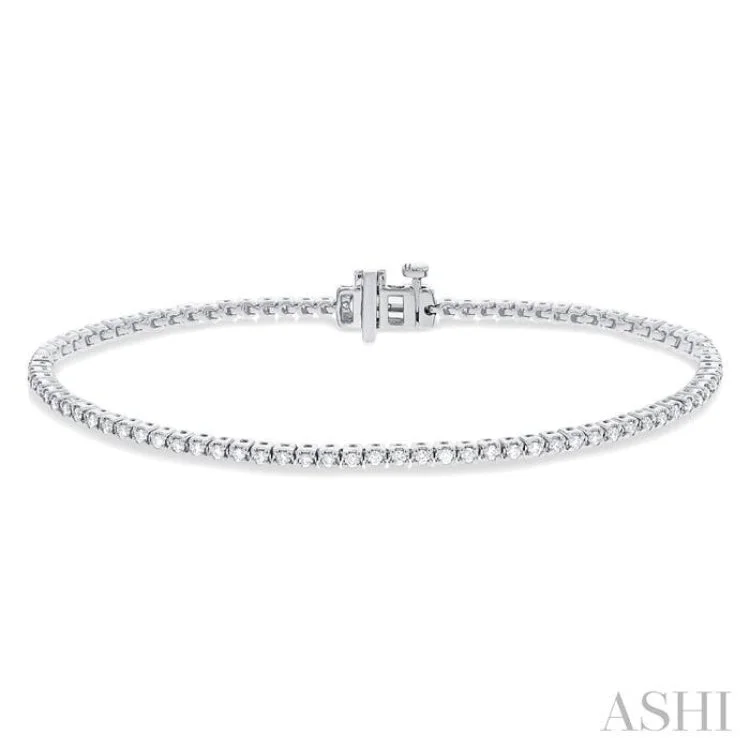 women’s fashion bangles-1 Ctw Round Cut Diamond Tennis Bracelet in 14K White Gold