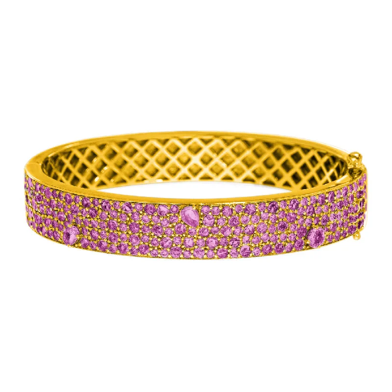 women’s woven bangles-Stardust Bangle Yellow Gold Pink Sapphire