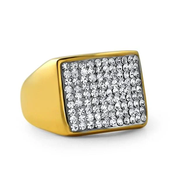 women’s pear-shaped rings-Gold Players Ring Stainless Steel Bling