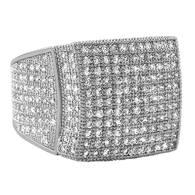 women’s twisted rings-11 Row Rhodium CZ Bling Bling Ring