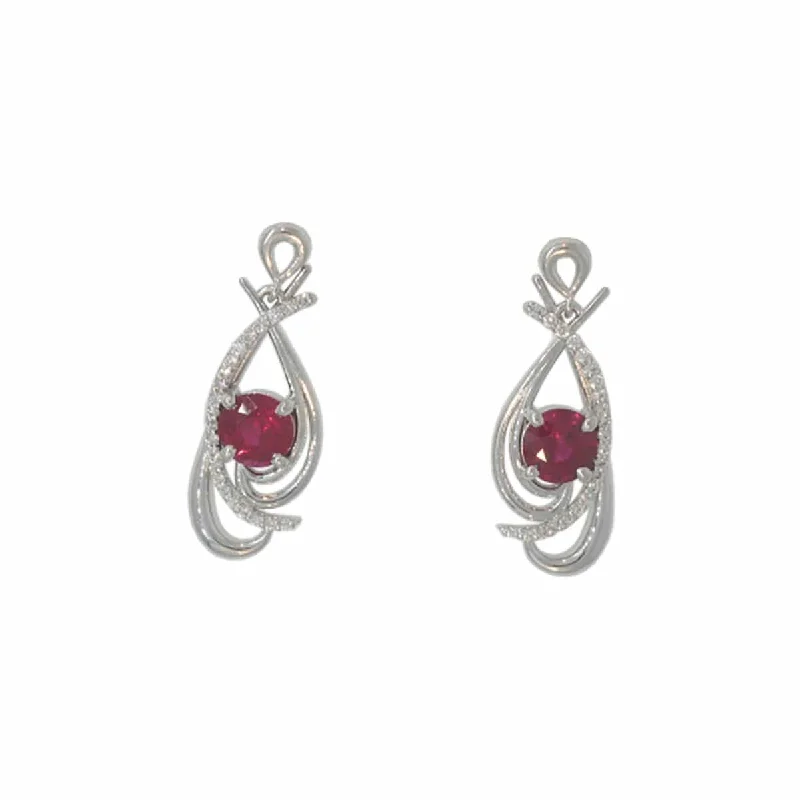 women’s fancy earrings-Ruby and Diamond Dangle Earrings