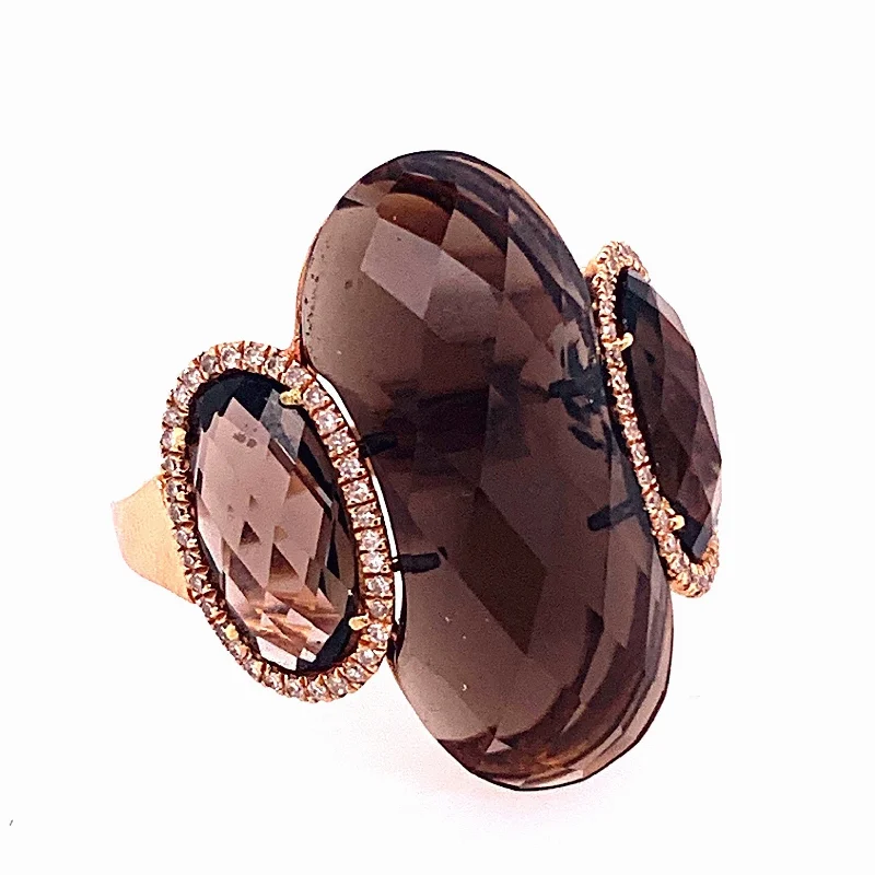 women’s pear-shaped rings-Oval Smokey Topaz Fashion Ring