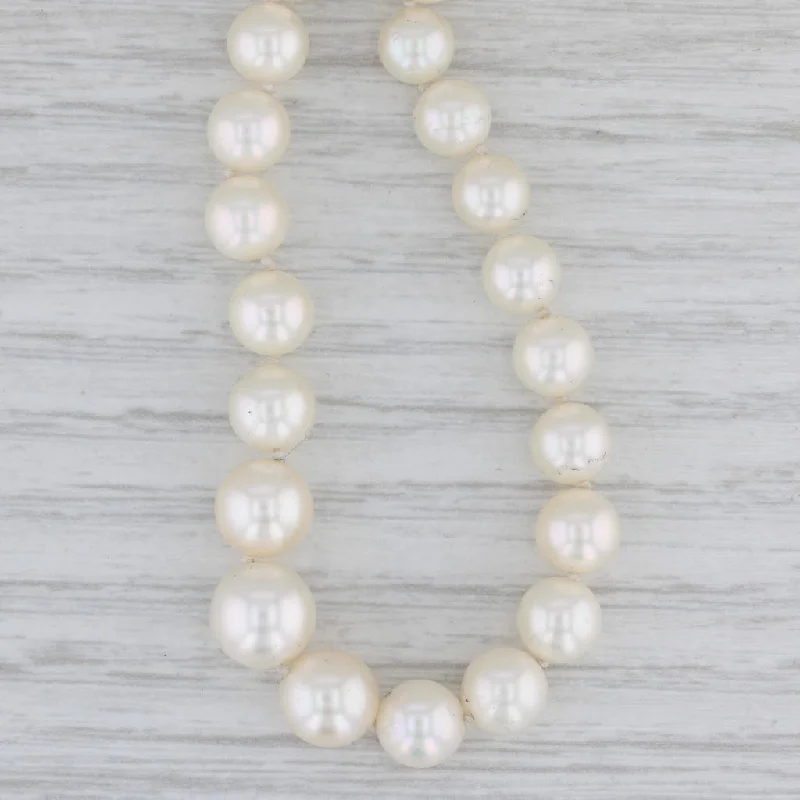 women’s bridal necklaces-Graduated Cultured Pearl Single Bead Strand Necklace 14k Yellow Gold 24"