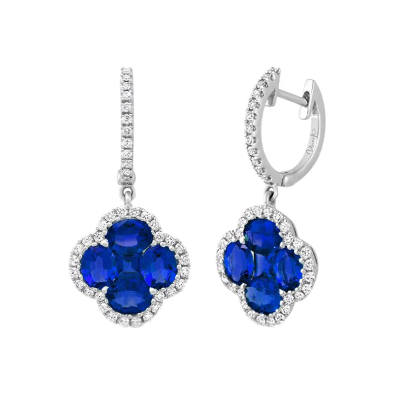 women’s adjustable earrings-Sapphire and Diamond Earrings