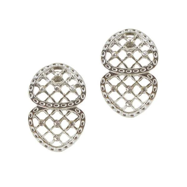 women’s sterling silver earrings-The99Jewel Stone Rhodium Plated Stud Earring - 1306621