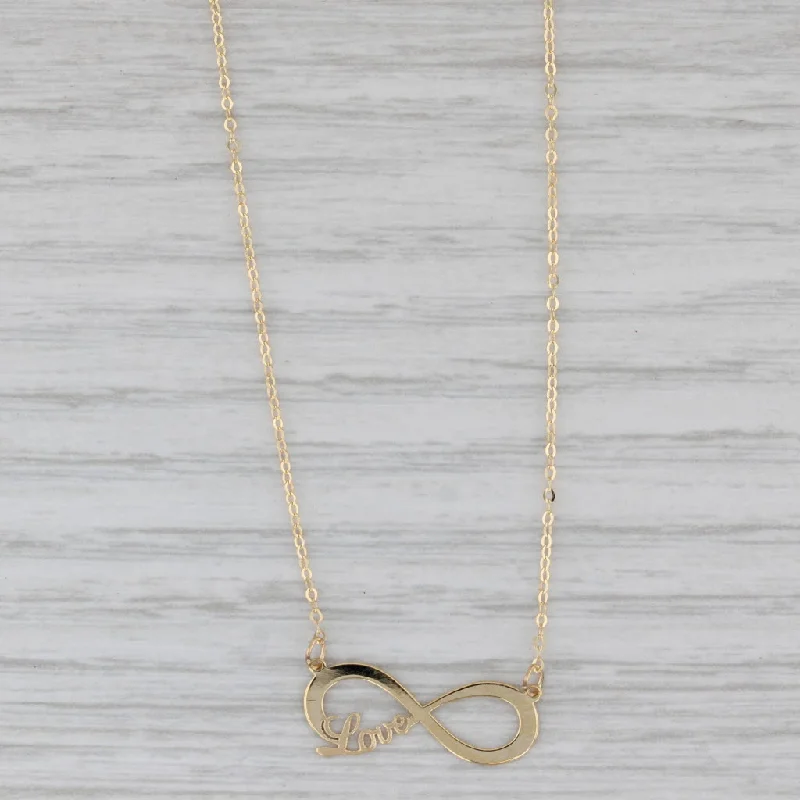 women’s custom necklaces-New Love Infinity Knot Pendant Necklace 14k Yellow Gold 18" Cable Chain