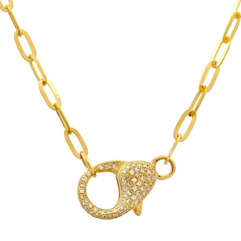 women’s floral necklaces-14k Yellow Gold Diamond Lobster Double Clasp Necklace