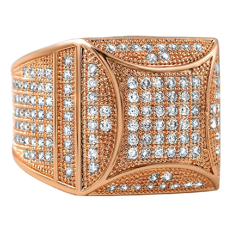 women’s minimalist engagement rings-Kite Box Bling Bling Rose Gold CZ Micro Pave Ring