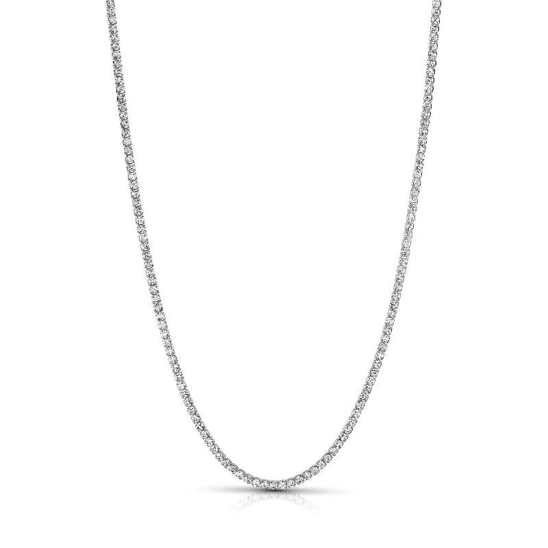 women’s silver choker necklaces-DAINTY TENNIS NECKLACE, SILVER