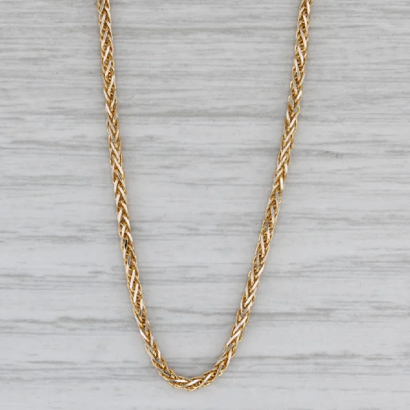 women’s statement necklaces-23.5" Wheat Chain Necklace 18k Yellow Gold 1.6mm Italian