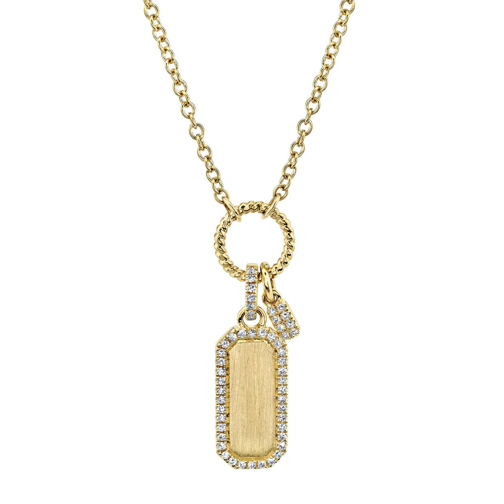 women’s necklaces-14K Yellow Gold Diamond Double Tag Necklace