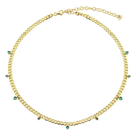 women’s personalized birthstone necklaces-14k Yellow Gold Emerald Cuban Link Chain Necklace