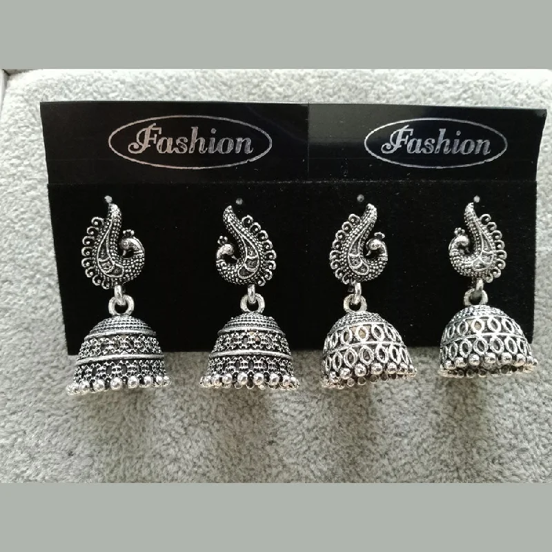 women’s sapphire earrings-Tahura Oxidized Plated Pack Of 24  Jhumki Earrings ( Assorted Design ) - TAHEAR70